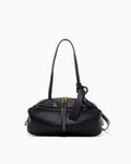 Black Genuine Leather Baguette Shoulder Bag