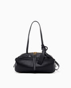 Black Genuine Leather Baguette Shoulder Bag