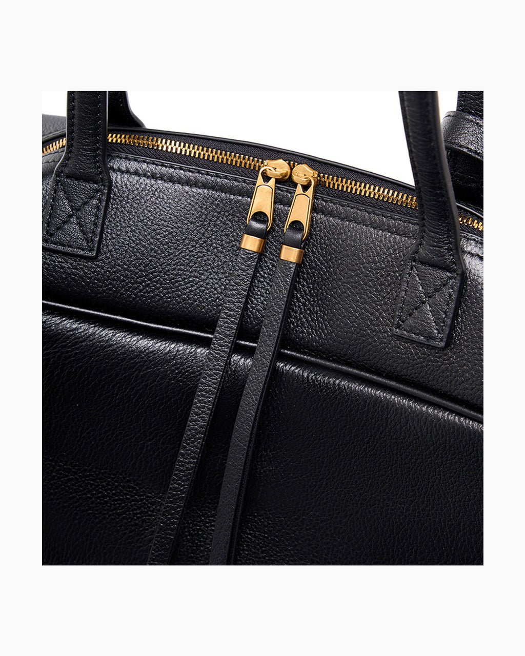 Hardware details and stitching of the Genuine Leather Baguette Shoulder Bag