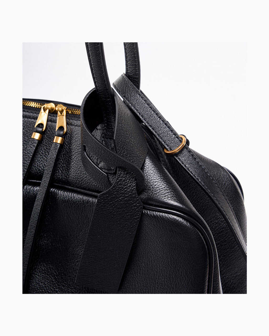 Details and stitching of Genuine Leather Baguette Shoulder Bag