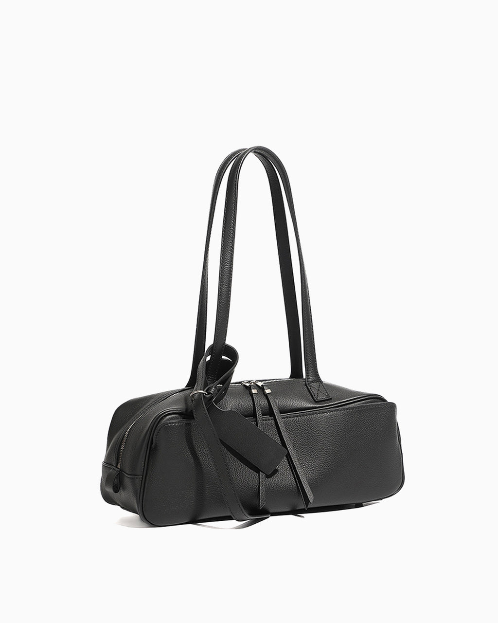 Side view of Sleek & Spacious Elegant Genuine Leather Shoulder Bag, Black Color