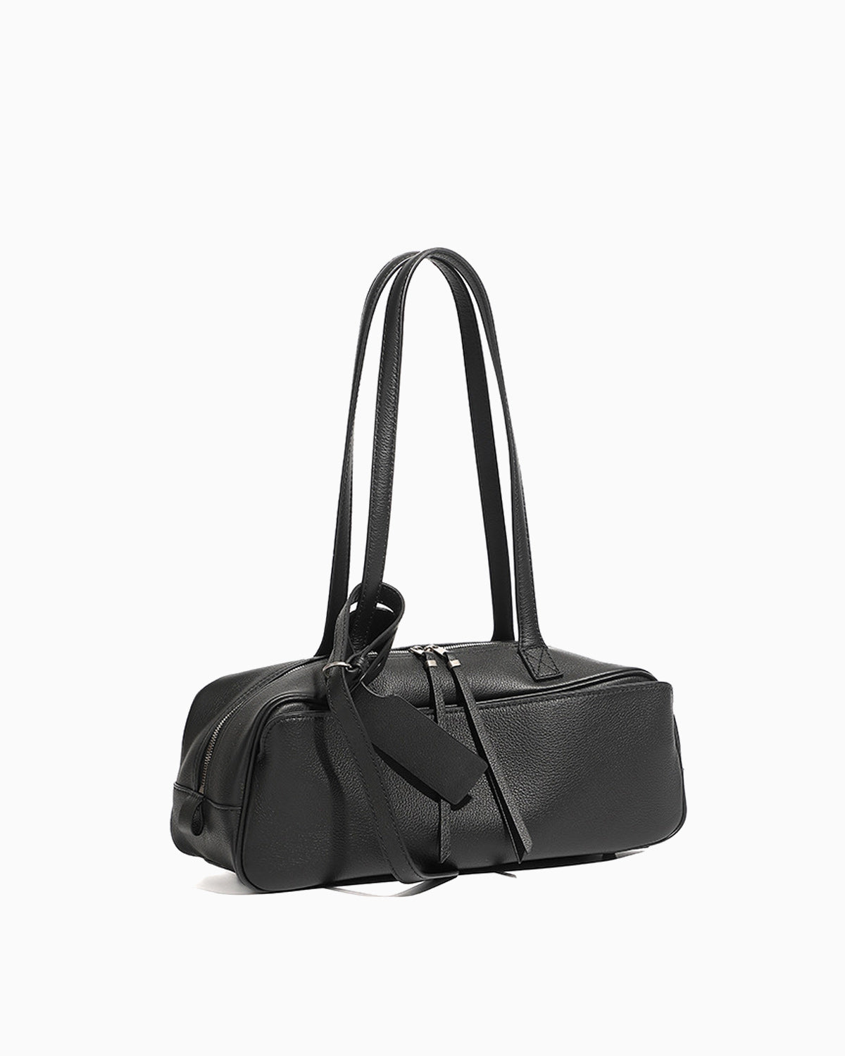 Side view of Sleek & Spacious Elegant Genuine Leather Shoulder Bag, Black Color