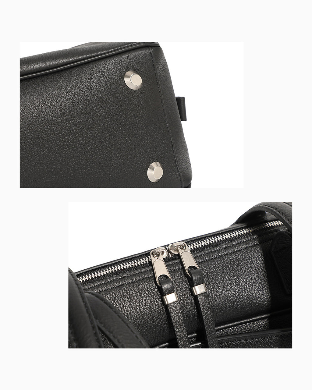 Leather texture and hardware details of the Elegant Genuine Leather Baguette Shoulder Bag