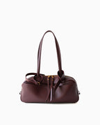 Burgundy Genuine Leather Baguette Shoulder Bag