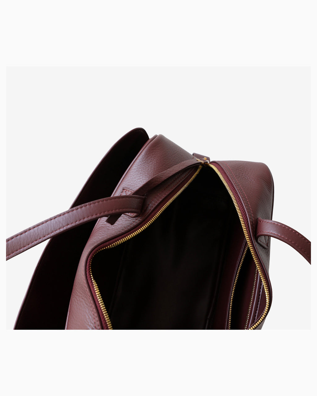 Compartment details of Spacious Genuine Leather Baguette Shoulder Bag