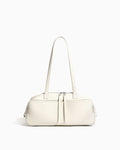 Sleek & Spacious Elegant Genuine Leather Shoulder Bag, White Color
