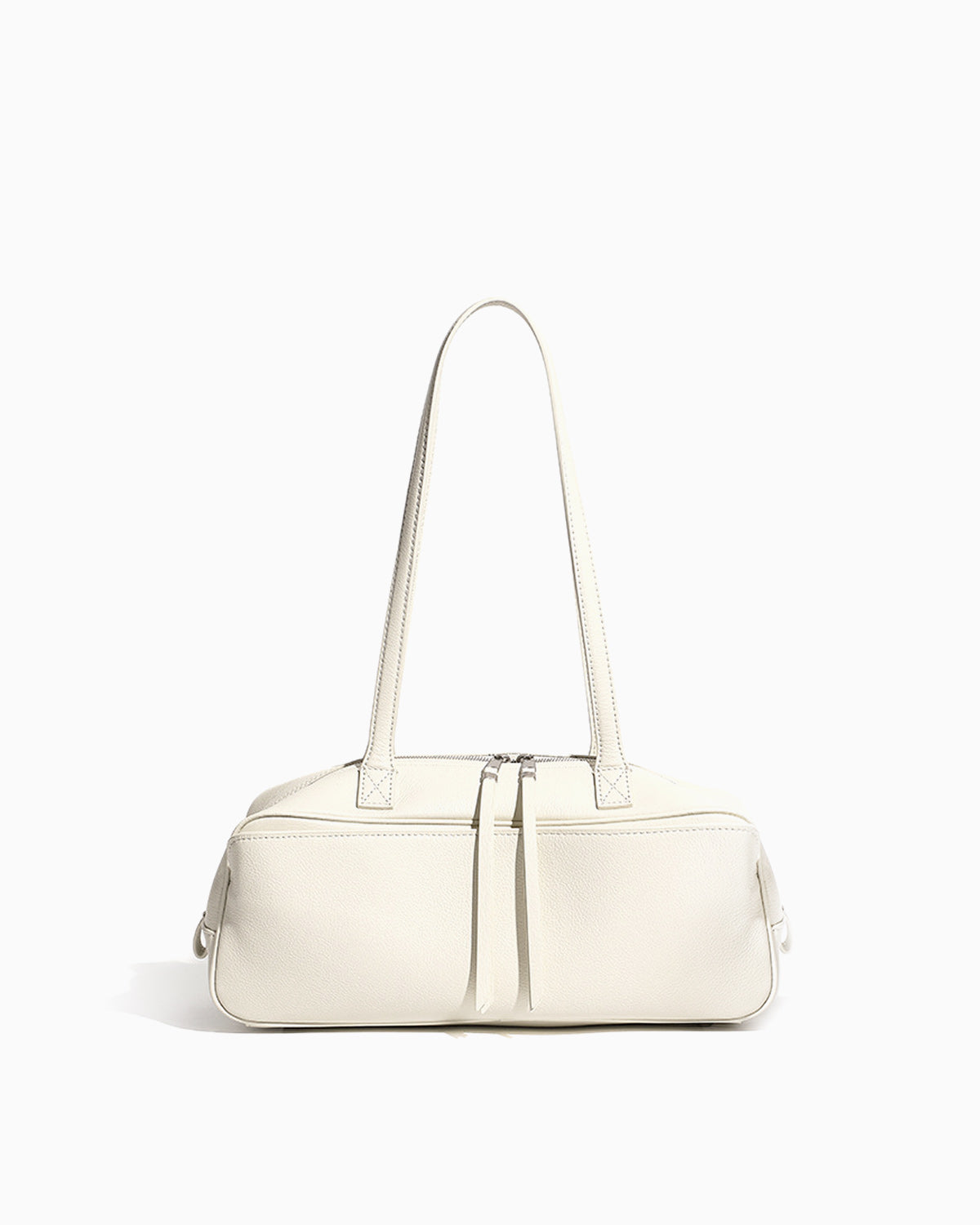 Sleek & Spacious Elegant Genuine Leather Shoulder Bag, White Color