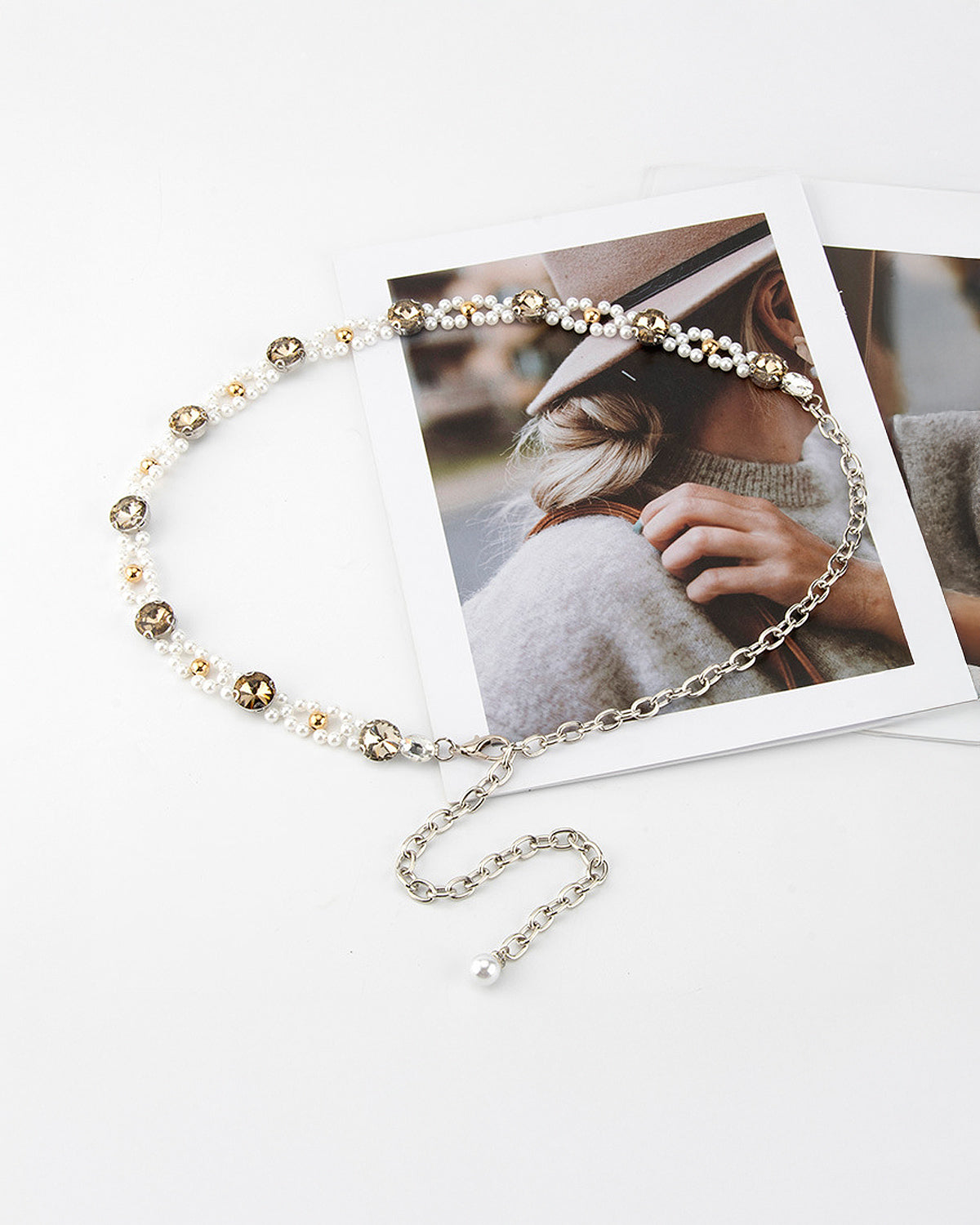 Women's Pearl and Crystal Waist Chain