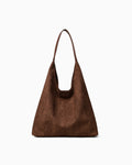 Women's Brown Suede Tote Bag with Vegan Faux leather single shoulder strap