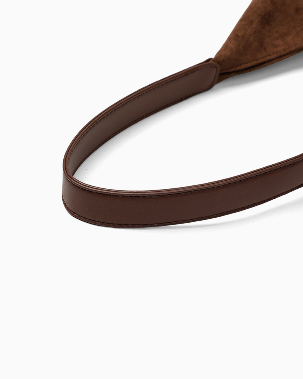 Strap detail of Brown Suede Tote Bag with Vegan Faux leather single shoulder strap