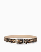 Women's Casual Belt with Silver Rectangular Buckle, Leopard