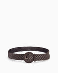 Women's Hand-Woven Rattan Brown Belt with Circle Buckle