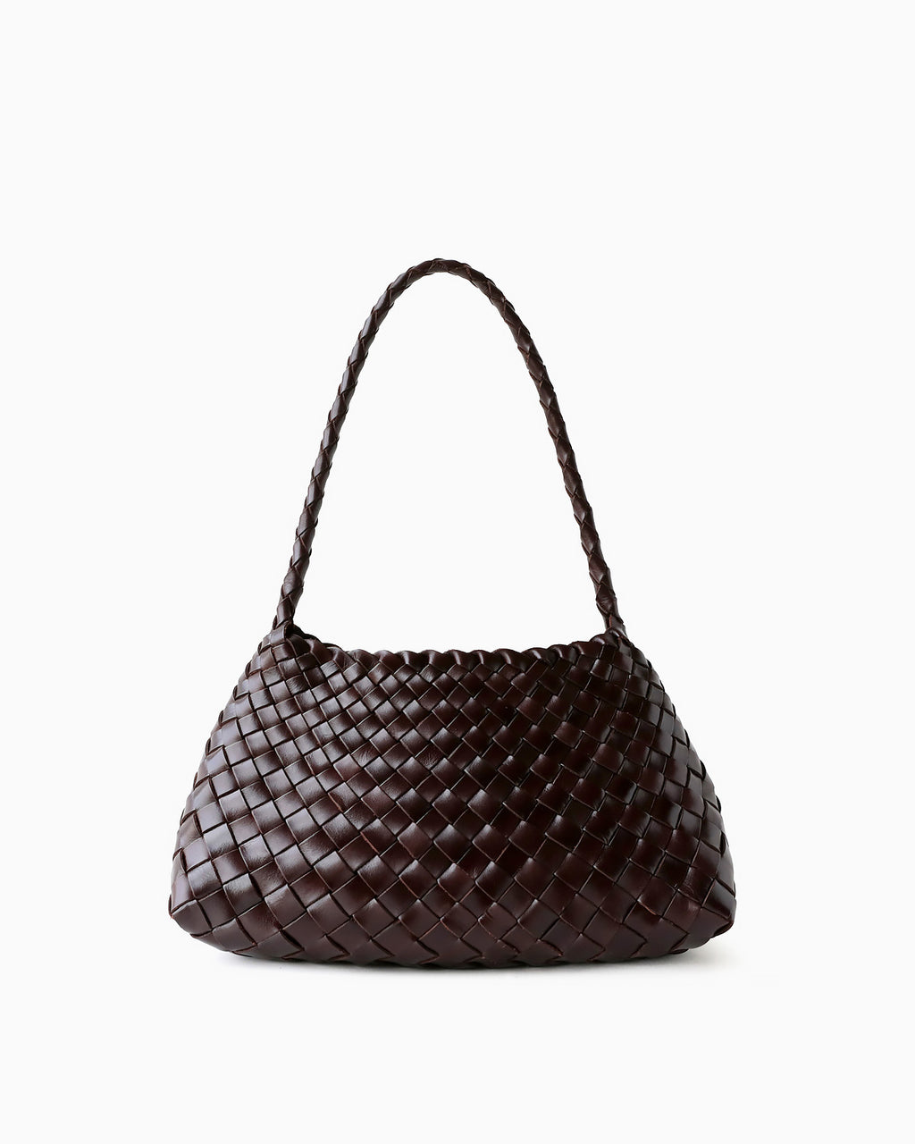 Woven genuine buffalo leather shoulder bag in Coffee color