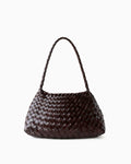 Woven genuine buffalo leather shoulder bag in Coffee color