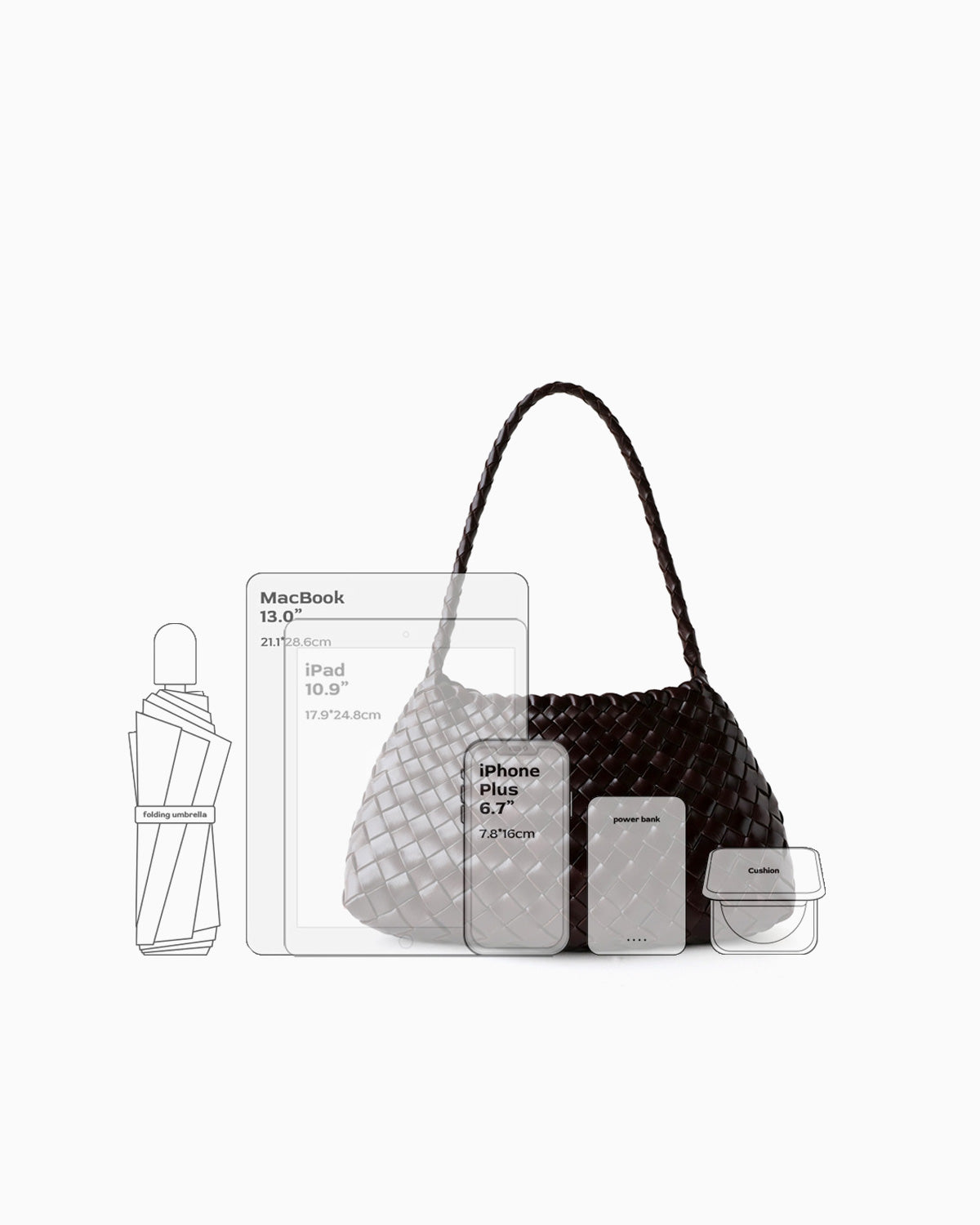 capacity of the woven genuine buffalo leather shoulder bag