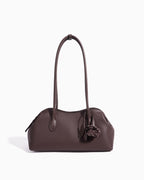 Coffee-colored Genuine Leather Shoulder Bag with Zip Closure & Leather Tassel | BUCKLE Collective Women's Bags