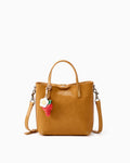 Mini Leather Tote Crossbody Bag with Charm