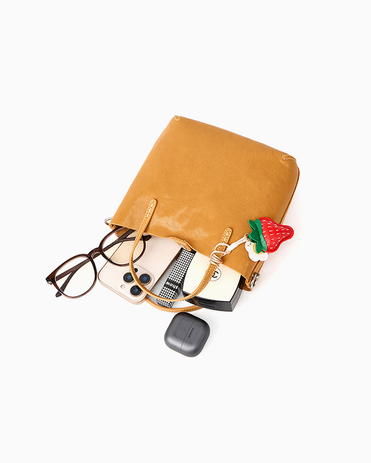 Mini Leather Tote Crossbody Bag with Charm