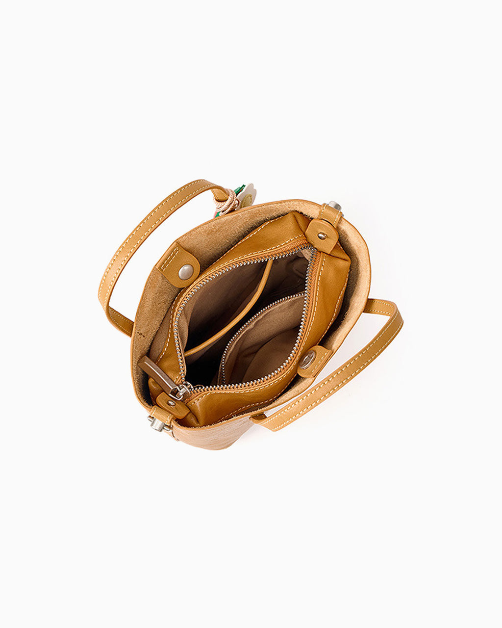 Mini Leather Tote Crossbody Bag with Charm