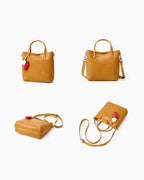 Mini Leather Tote Crossbody Bag with Charm
