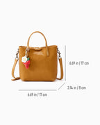 Mini Leather Tote Crossbody Bag with Charm