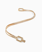 Sculpted Elastic Shine Waist Belts with Geometric Clasps, Gold color