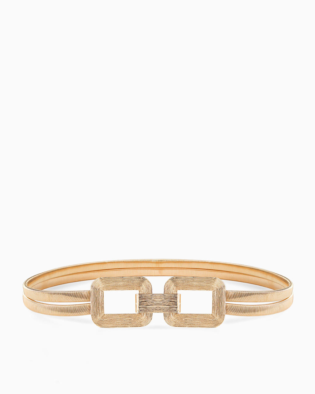 Sculpted Elastic Shine Waist Belts with Geometric Clasps, Gold color