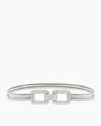 Sculpted Elastic Shine Waist Belts with Geometric Clasps, Silver color
