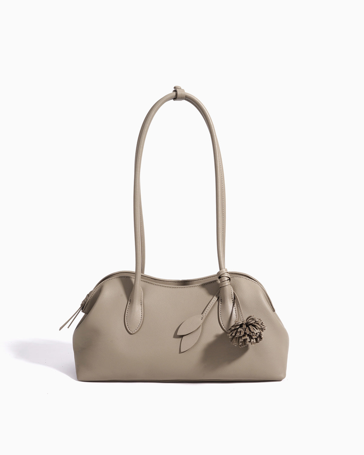 Women's Khaki Genuine Leather Shoulder Bag with Zip Closure & Leather Tassel | BUCKLE Collective