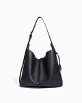 Black Genuine Leather Tote Bag with an Adjustable Strap & Inner Pouch