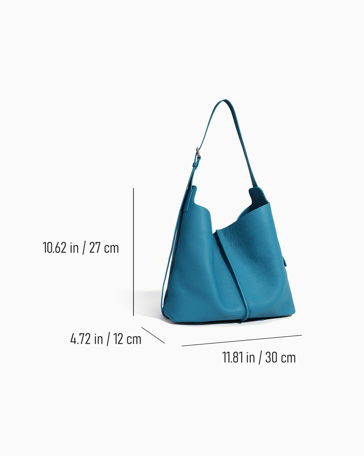 Dimension details of the Genuine Leather Tote Bag with an Adjustable Strap