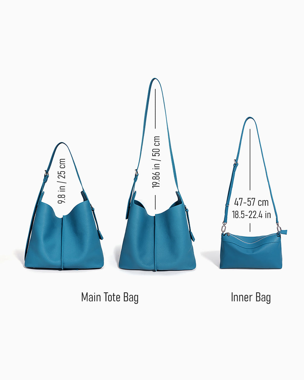 Adjustable strap details of the Genuine Leather Tote Bag and Inner Pouch