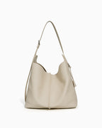 Off-White Genuine Leather Tote Bag with an Adjustable Strap