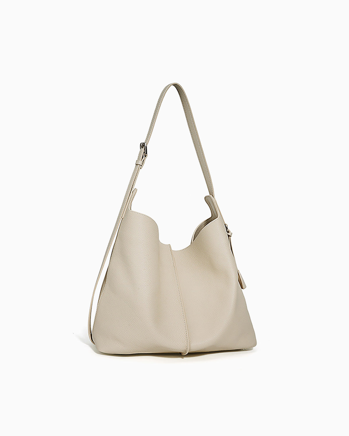 Off-White Genuine Leather Tote Bag with an Adjustable Strap and Inner Pouch