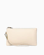 Women's Off White Leather Wristlet Clutch Purse – Elegant Textured Design
