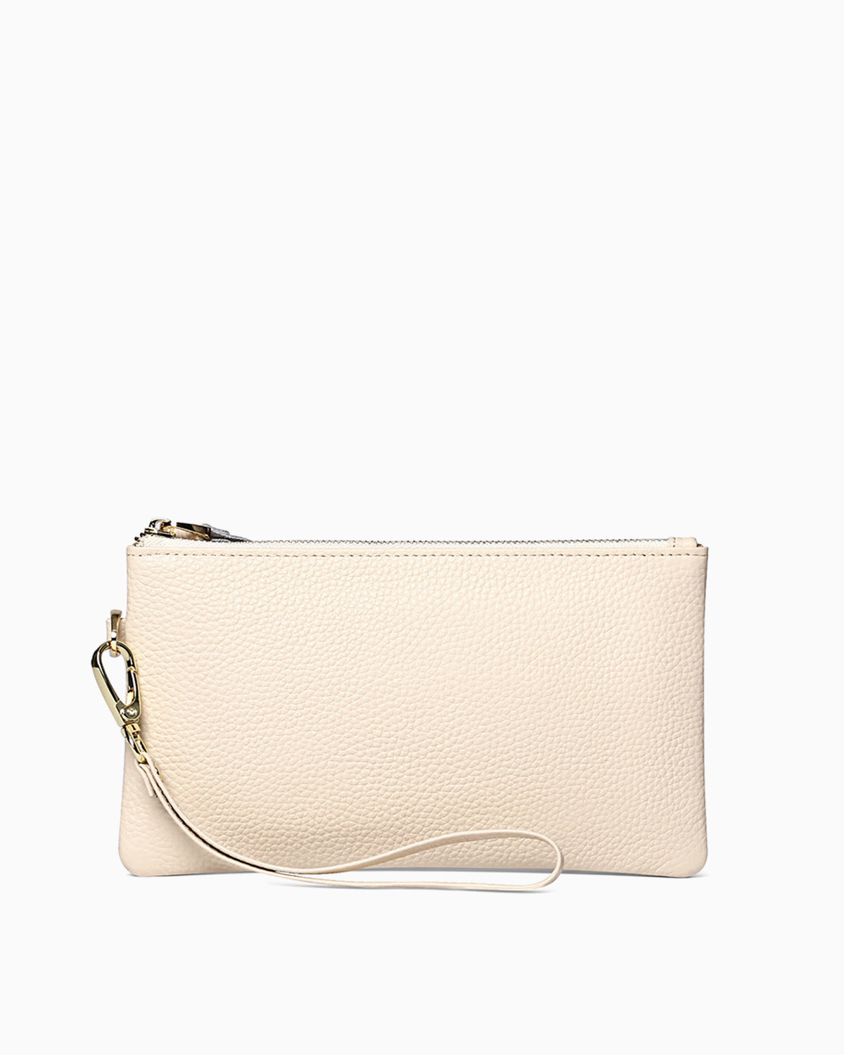 Women's Off White Leather Wristlet Clutch Purse – Elegant Textured Design