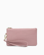 Women's Pink Leather Wristlet Clutch Purse – Elegant Textured Design