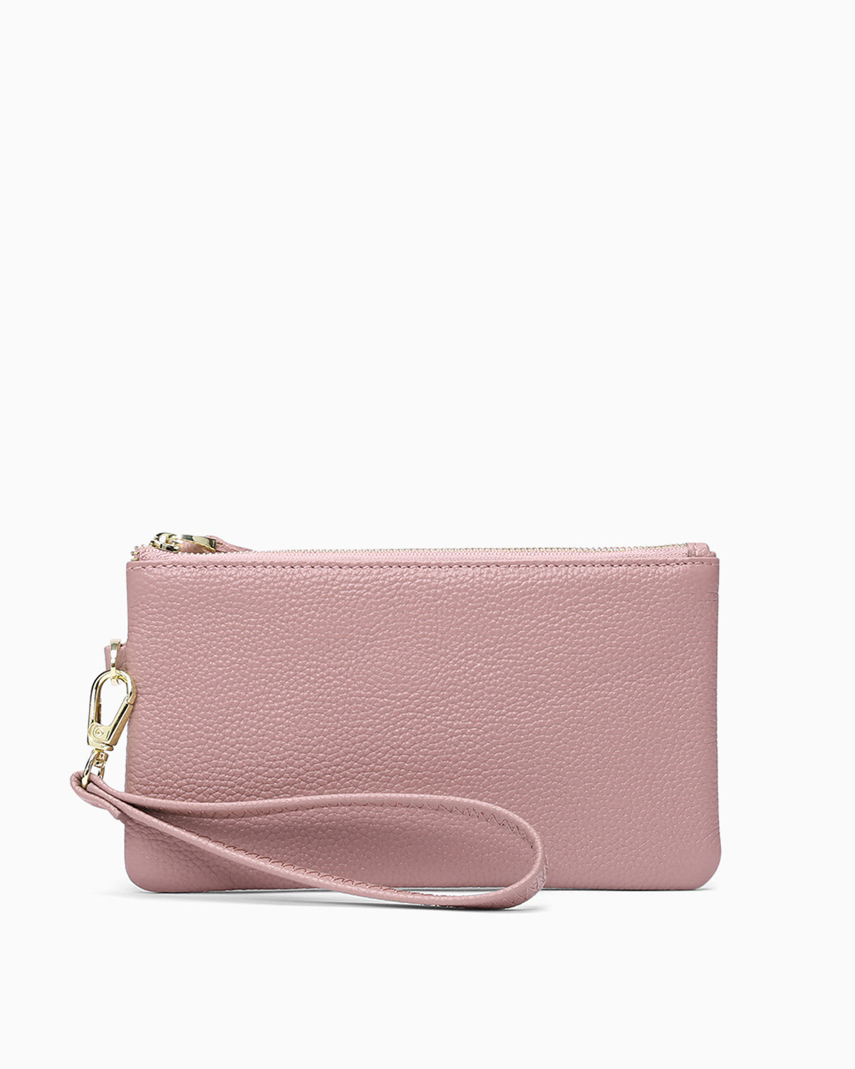 Women's Pink Leather Wristlet Clutch Purse – Elegant Textured Design