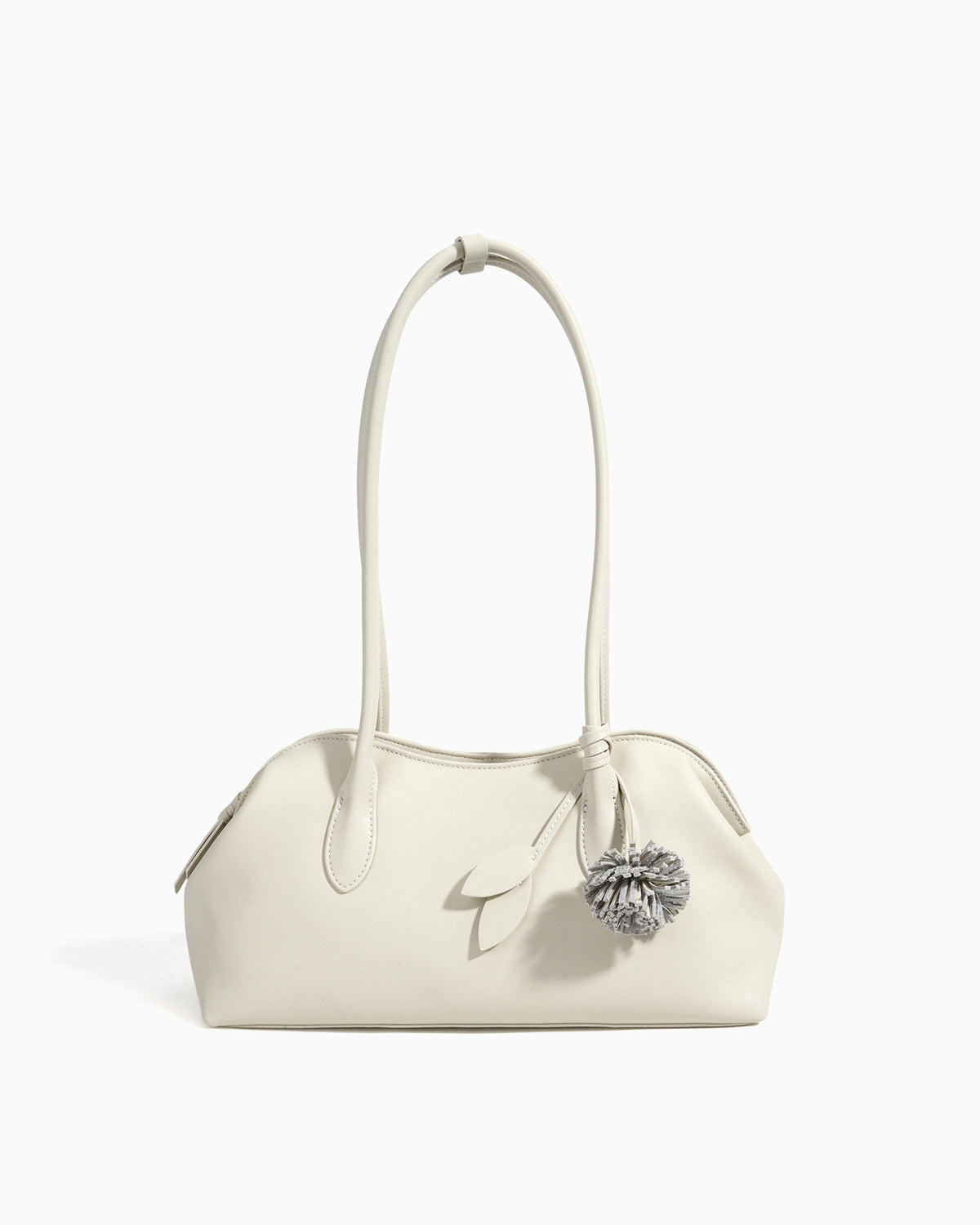 Off-White Genuine Leather Shoulder Bag with Zip Closure & Leather Tassel | BUCKLE Collective