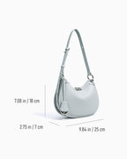 Dimensions of the Genuine Leather Crescent Shoulder Bag with Adjustable Strap
