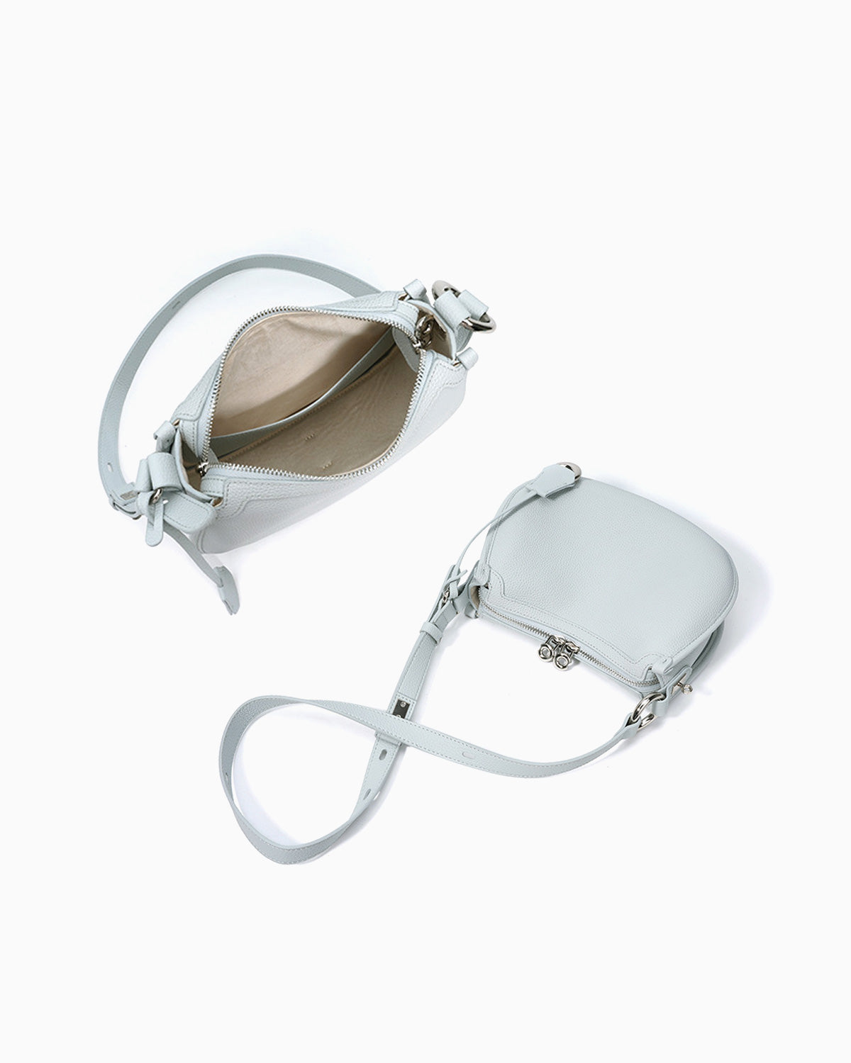 Compartment details of the Genuine Leather Crescent Shoulder Bag with Adjustable Strap