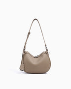 Genuine Leather Crescent Shoulder Bag with Adjustable Strap in Elephant Gray Color