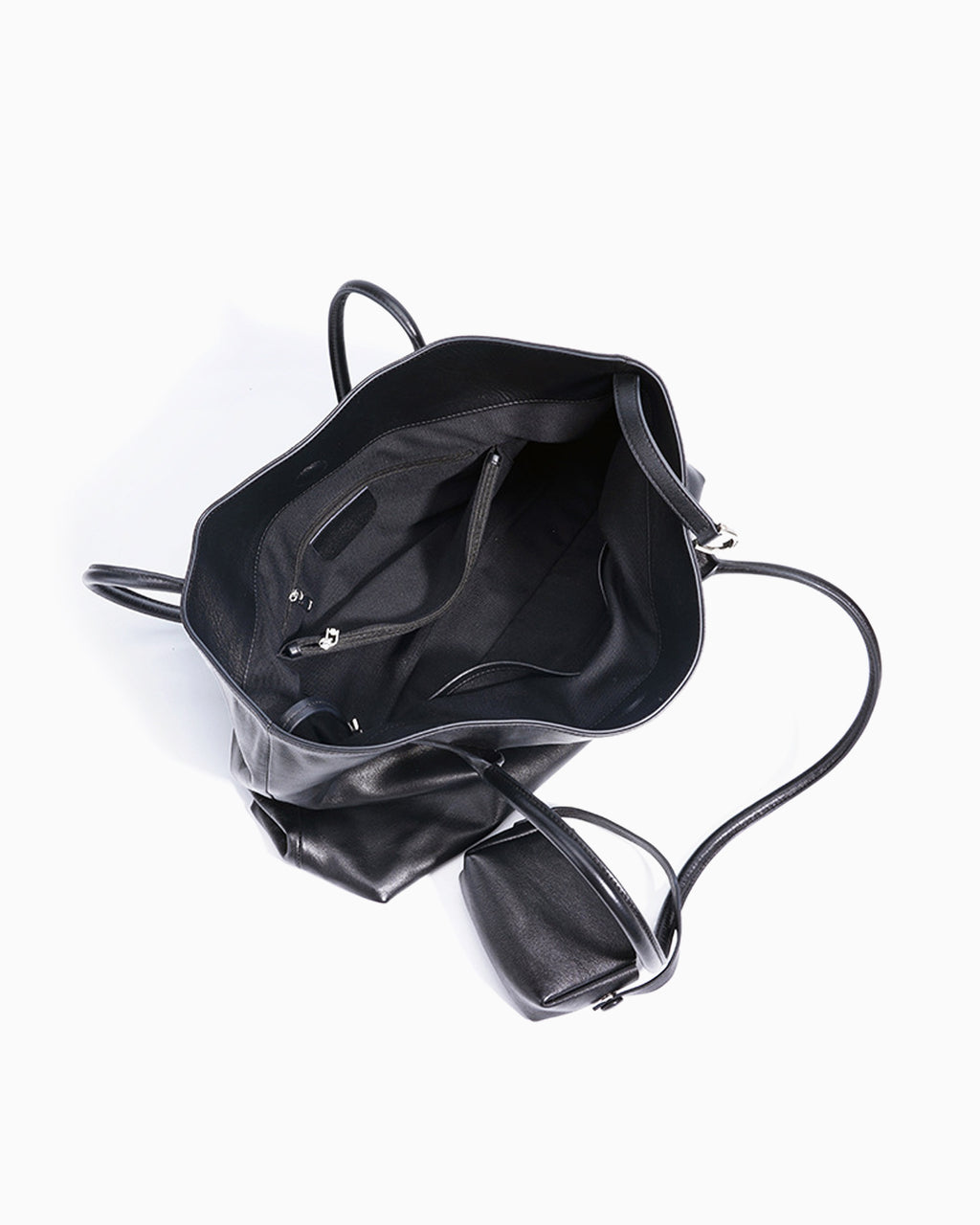 Compartment Details of the Versatile Genuine Leather Tote Shoulder Bag with Matching Pouch
