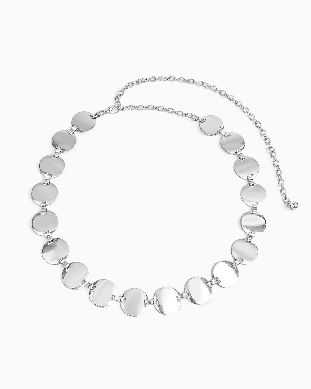 Women's Silver Reflective Discs Chain Belt