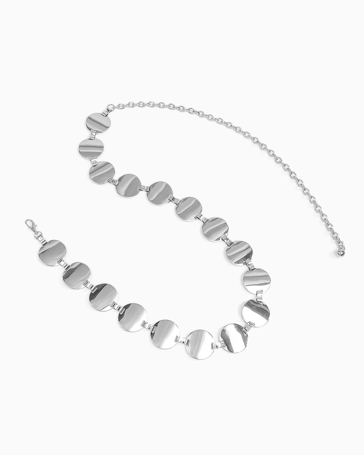 Women's Silver Reflective Discs Chain Belt