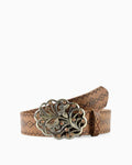 Women's Statement Brown Belt with Butterfly Motifs and Amber Gems