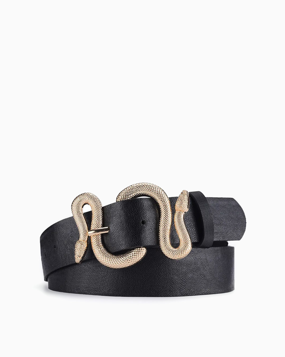 Women's Statement Belt features a Gold Snake Buckle