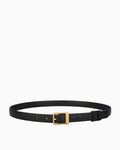 Women's Classic Textured Genuine Leather Black Belt with Gold Buckle