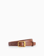 Women's Classic Textured Genuine Leather Brown Belt with Gold Buckle