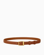 Women's Classic Textured Genuine Leather Brown Belt with Gold Buckle